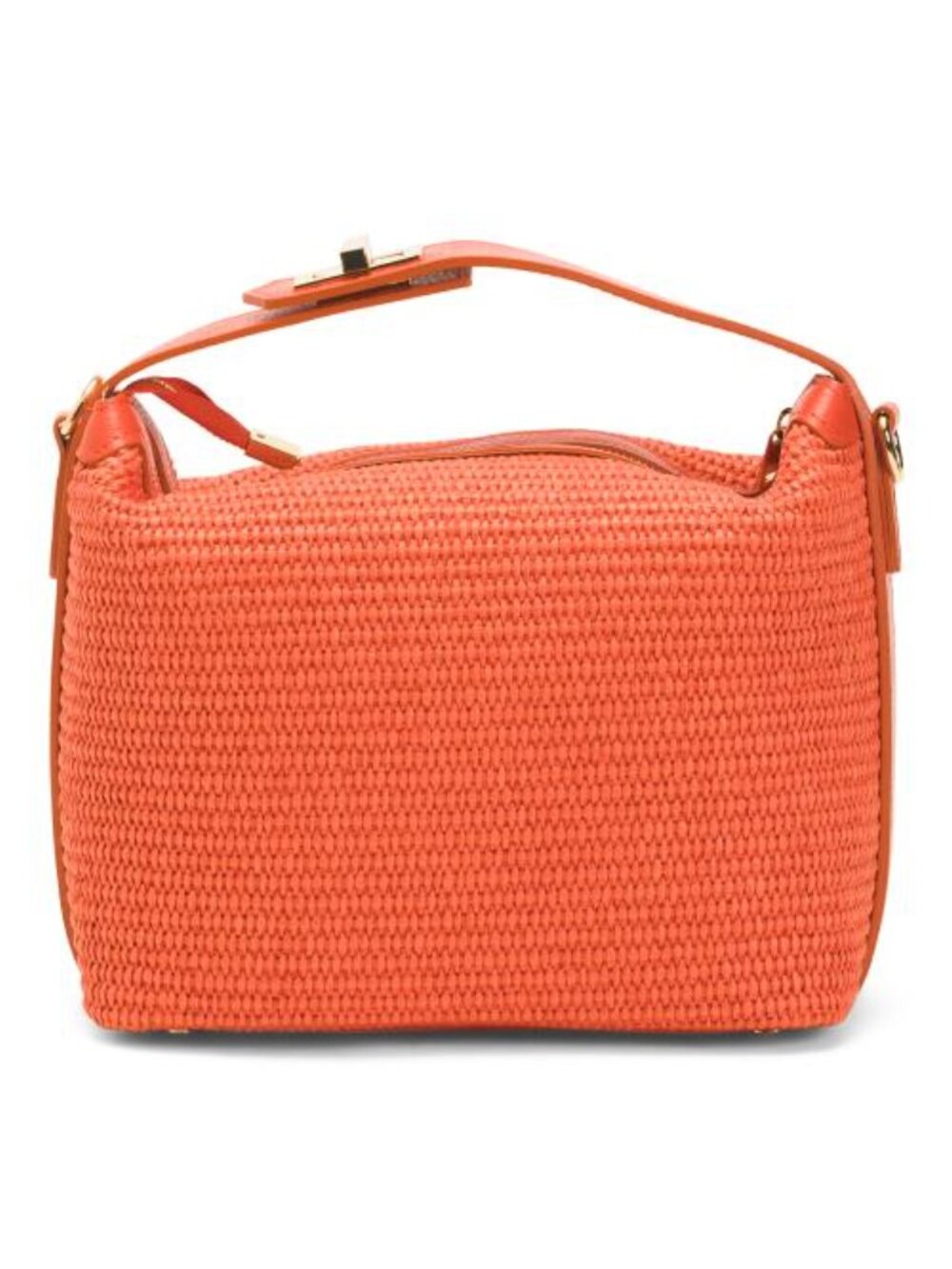 VIOLA CASTELLANI Made In Italy Straw Medium Satchel With Leather Handle